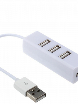 USB-хаб (разветвитель) на 4 разъема USB 2.0, белый (подарок)