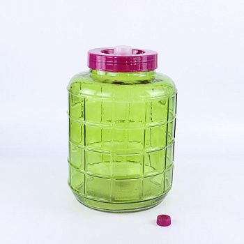 Банка (бутыль) стеклянная объёмом 15 литров с гидрозатвором, зеленая