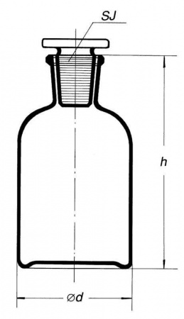 Склянка (штанглас), 250 мл, светлое стекло, с притёртой пробкой, узкое горло