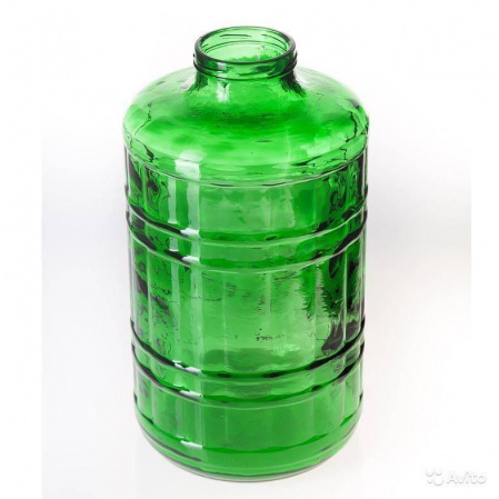 Стеклянная банка широкое горло " самогонов.рф" 15 литров, зелёное стекло