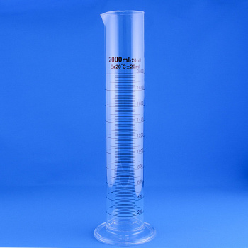 Цилиндр мерный 5drops, 1-2000-2, Boro 3.3, на стеклянном основании, с носиком, градуированный, 2000 мл