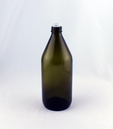 Бутыль БВ-1-1000 стеклянная темно оливкового цвета 1000 мл, с прокладкой