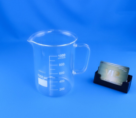 Стакан лабораторный со стеклянной ручкой 5drops В-1-1000, 1000 мл, стекло Boro 3.3, градуированный