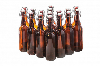 Набор пивных бутылок BEER на 750 мл с бугельными пробками - 16 штук