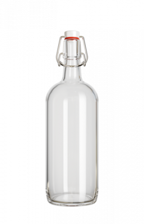 Бутылка стеклянная светлая 1000 мл с бугельной пробкой