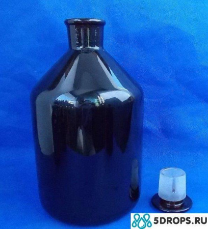 Склянка для реактивов ТЁМНОЕ стекло с притёртой пробкой 5000 мл (УЗКОЕ горло)
