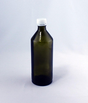 Бутыль БТ-4-500, 500 мл, с прокладкой и КПВ, стеклянная, оливкового цвета