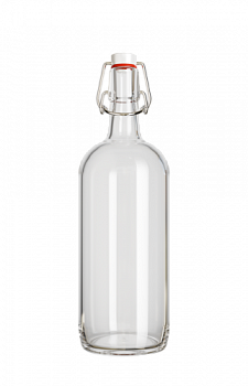 Бутылка стеклянная светлая 1000 мл с бугельной пробкой