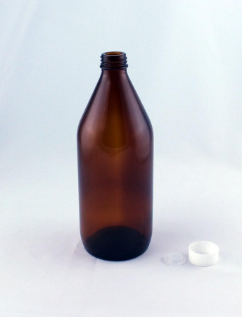 Бутыль БВ-1-1000 стеклянная темного янтарного цвета 1000 мл, с прокладкой