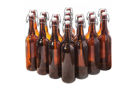 Набор пивных бутылок BEER на 750 мл с бугельными пробками - 16 штук